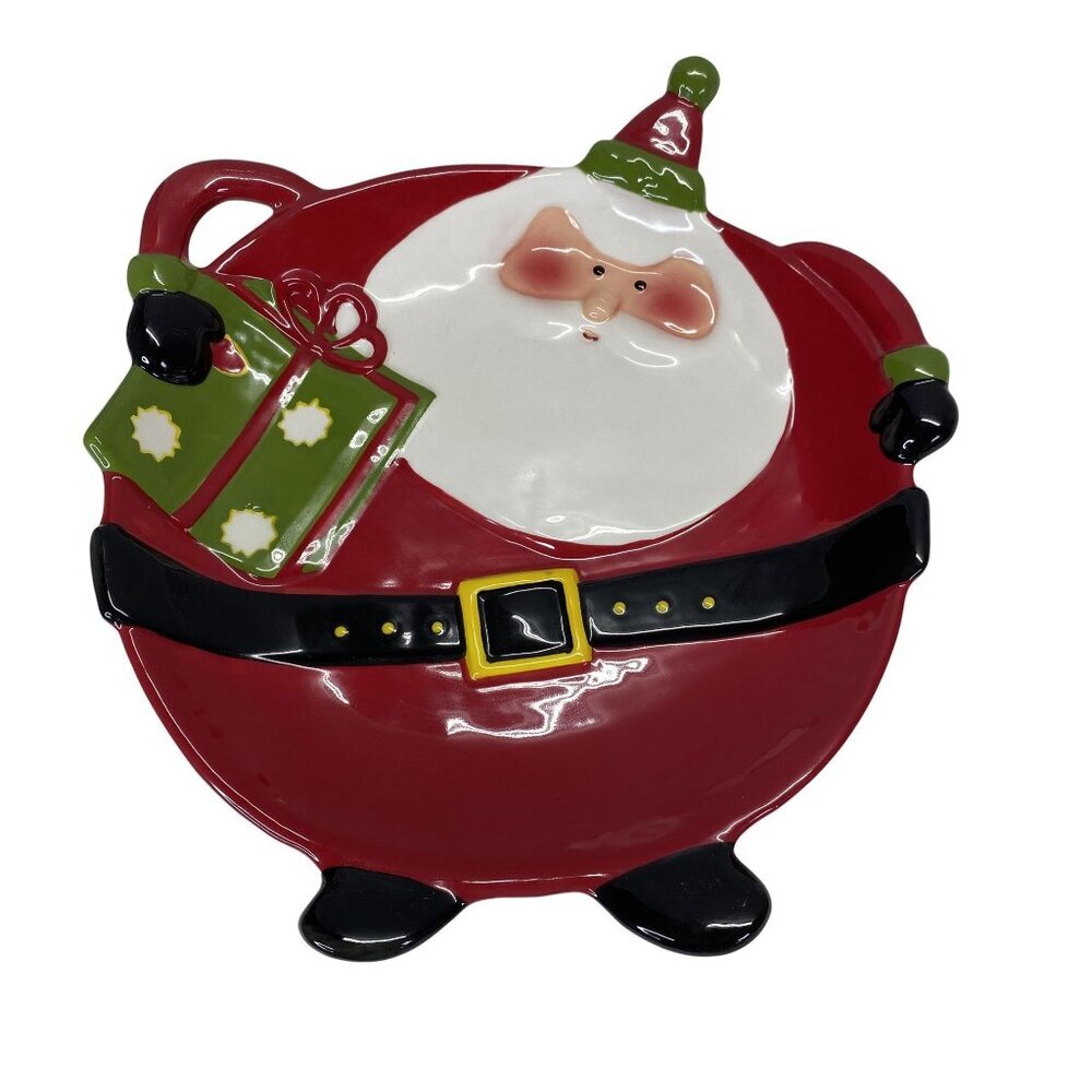 Living Quarters Santa Claus Ceramic Plate 11" Christmas Serving Platter Holiday